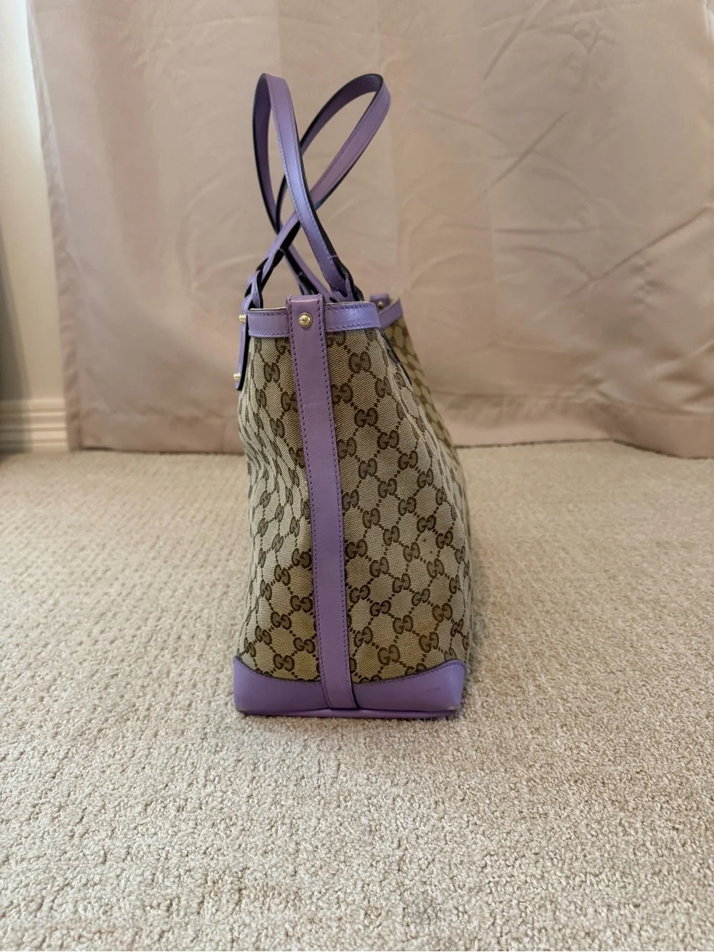 Gucci GG Tote with Lavender Leather Trim